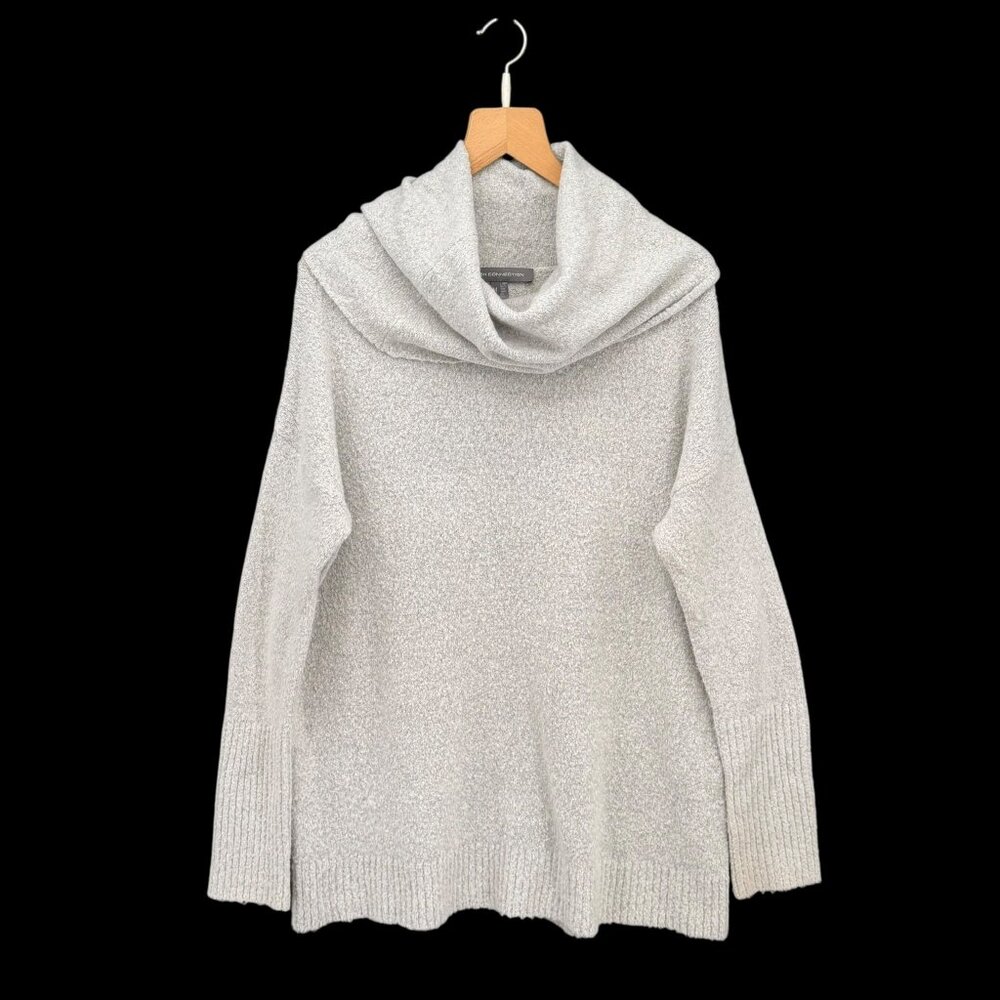 French Connection Cowl Neck Textured Knit Gray Relaxed Sweater Size M